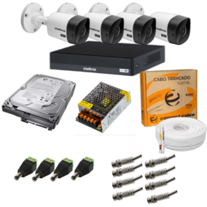 Kit 4 Cameras De Segurança E Dvr Intelbras Hd 720p