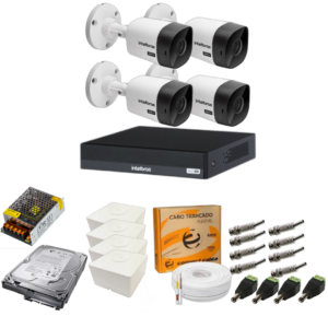 Kit 4 Cameras De Segurança E Dvr Intelbras Hd 720p