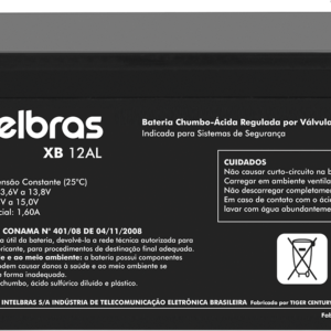 Bateria Elétrica VRLA CHUMBO 12V 1,60A XB 12AL