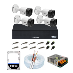 Kit 4 Câmeras Intelbras 100 Mts Dvr Intelbras Com HD 500GB