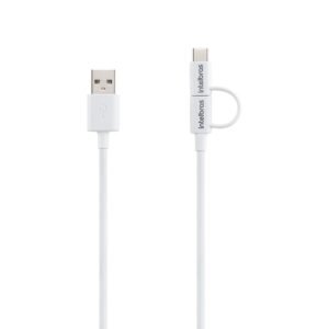 Cabo USB – Micro USB + USB-C 1,2m PVC Branco EUABC 12PB INTELBRAS