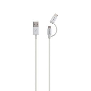 Cabo USB – Micro USB + USB-C 1,5m Nylon Branco EUABC 15NB INTELBRAS